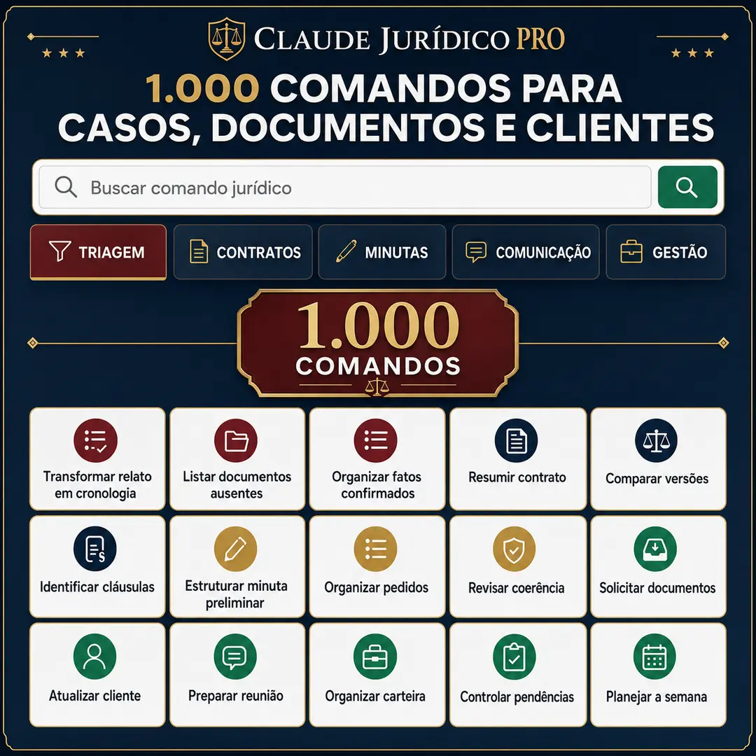 Mil comandos jurídicos organizados por categoria